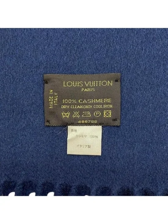 Louis Vuitton Scarf Echarpe Jeram Cashmere Logo Navy Blue - Picture 7 of 8